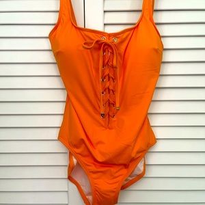 Michael Kors swim suit lifeguard orange size 12 new without tags